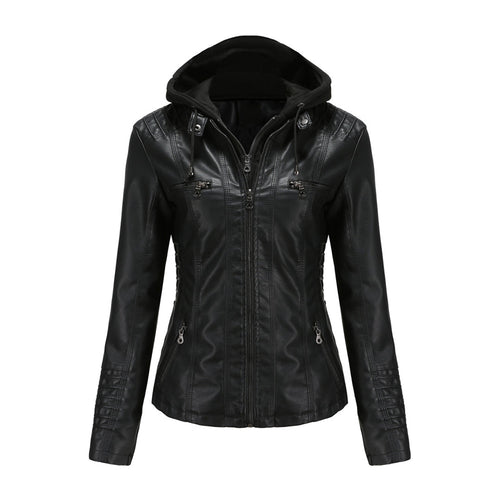 Jessamine - Women's Hooded Leather Moto Jacket