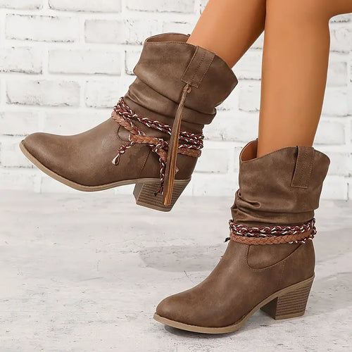 Odile - Women's Western Slouch Mid Calf Boots