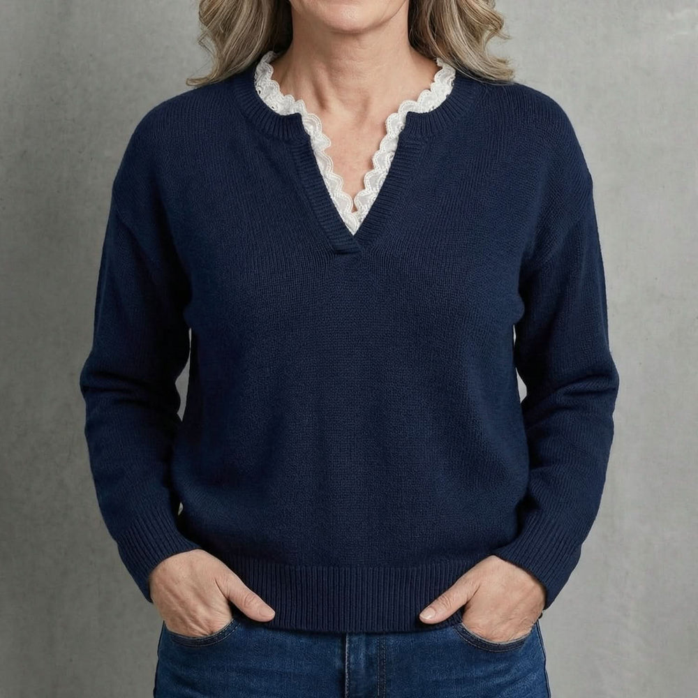 Adeline - Women's V Neck Knit Sweater