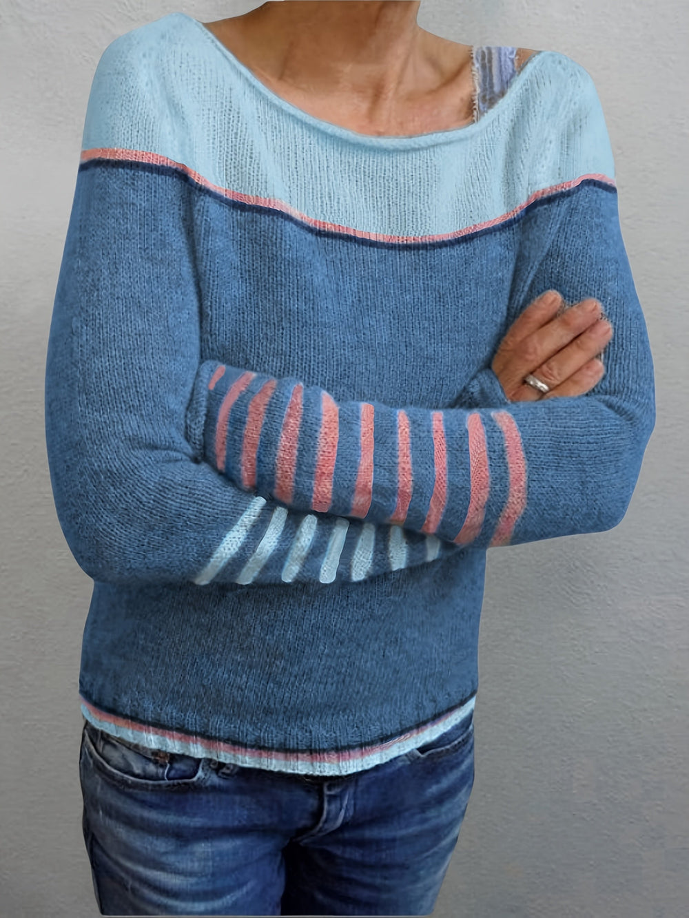 Arabella - Women's Striped Crew Neck Sweater