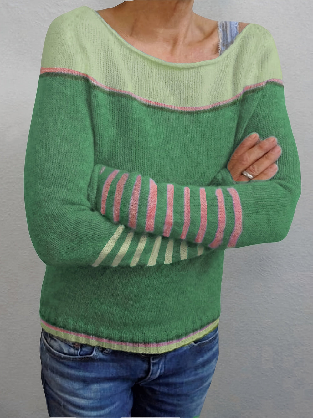 Arabella - Women's Striped Crew Neck Sweater