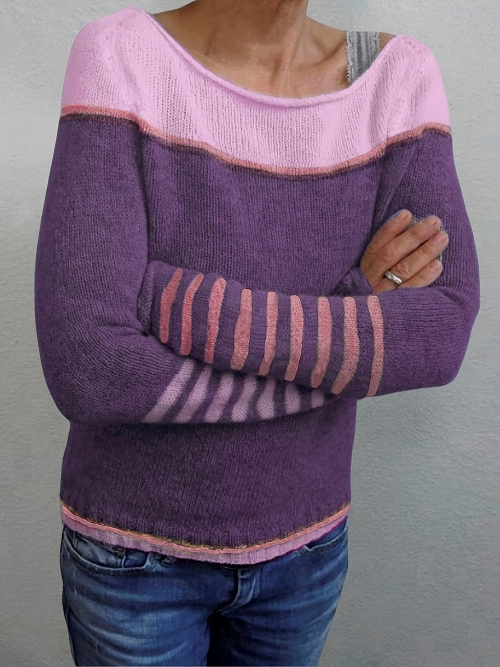 Arabella - Women's Striped Crew Neck Sweater