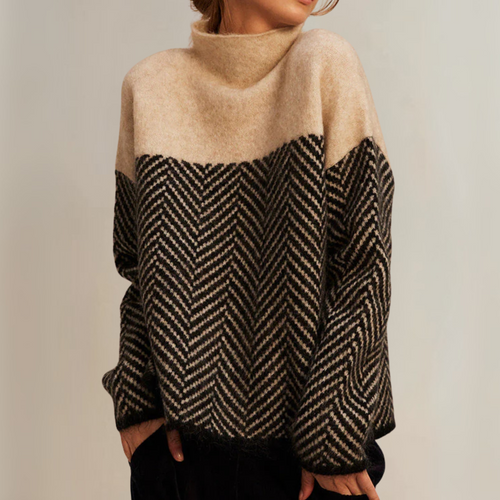 Calista - Women's Color Block Turtleneck Sweater
