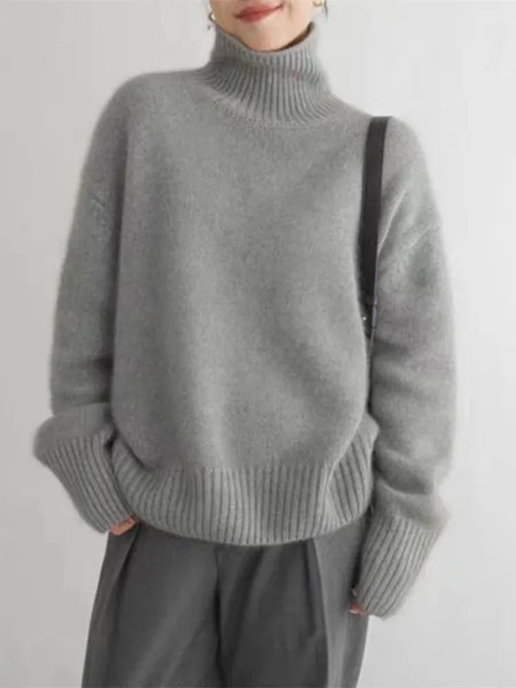 Camille - Women's Turtleneck Pullover Sweater