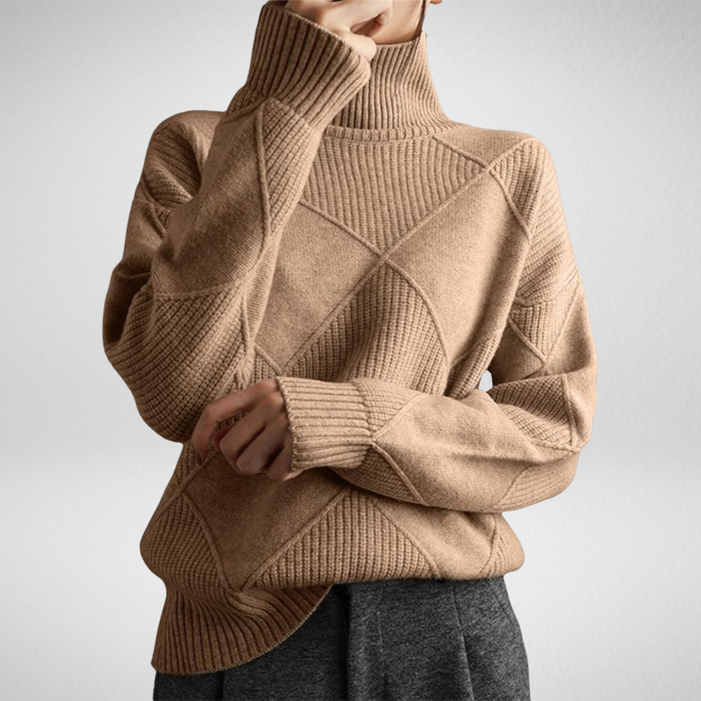 Carys - Women's Cable Knit Turtleneck Sweater