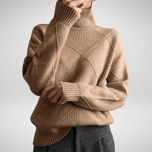 Carys - Women's Cable Knit Turtleneck Sweater