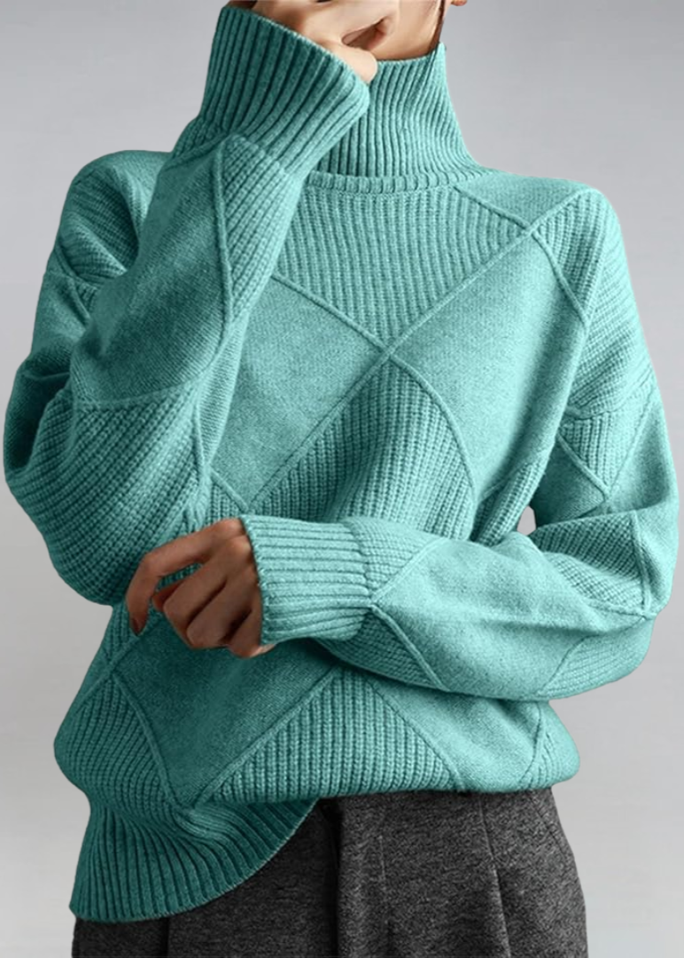 Carys - Women's Cable Knit Turtleneck Sweater