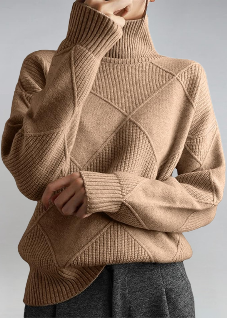 Carys - Women's Cable Knit Turtleneck Sweater