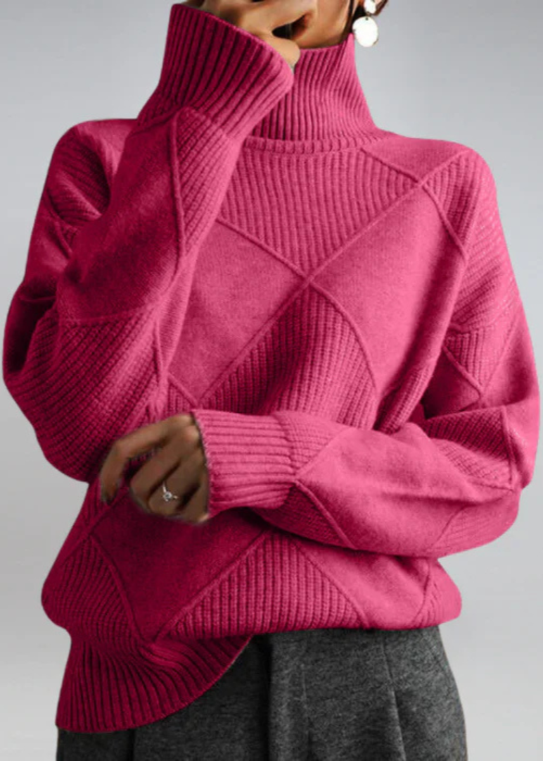 Carys - Women's Cable Knit Turtleneck Sweater