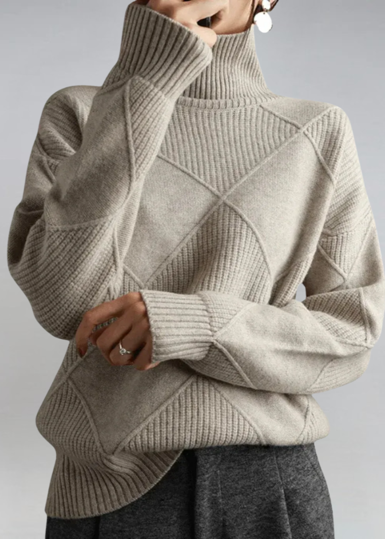 Carys - Women's Cable Knit Turtleneck Sweater