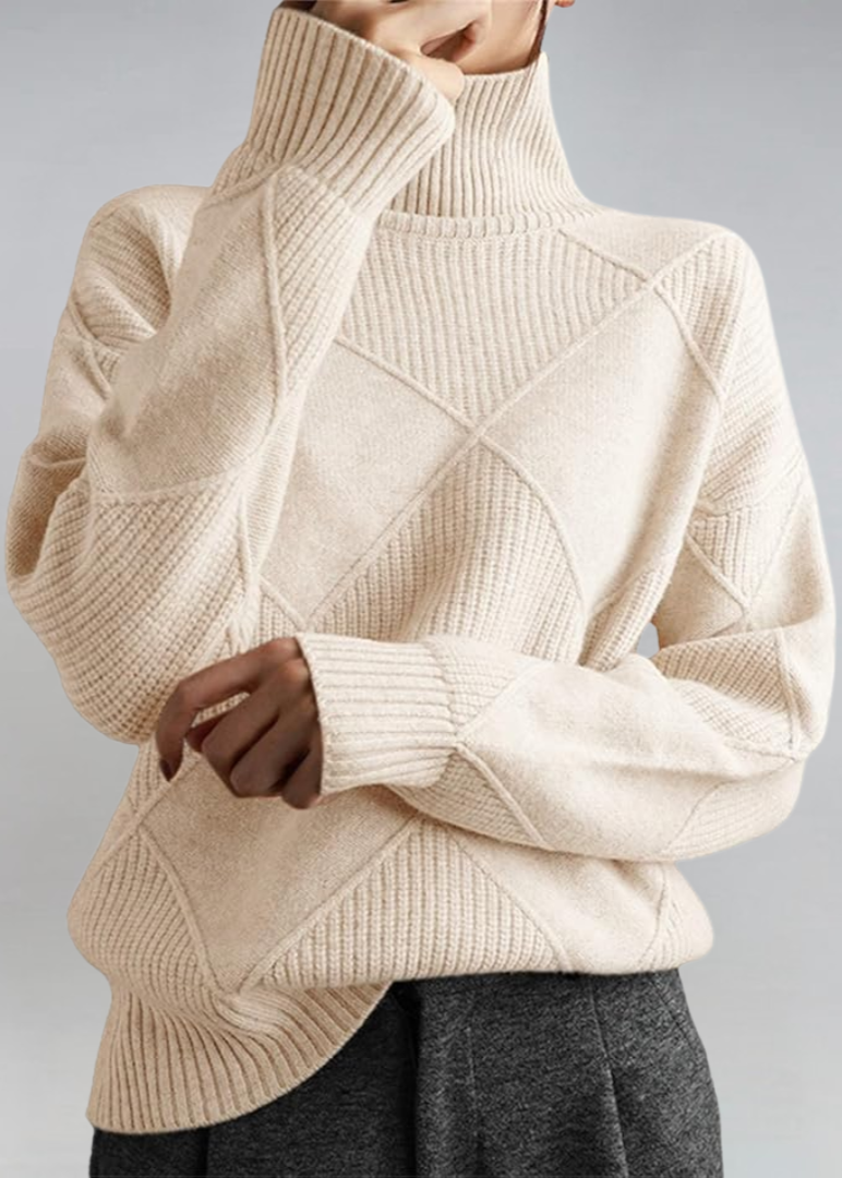 Carys - Women's Cable Knit Turtleneck Sweater