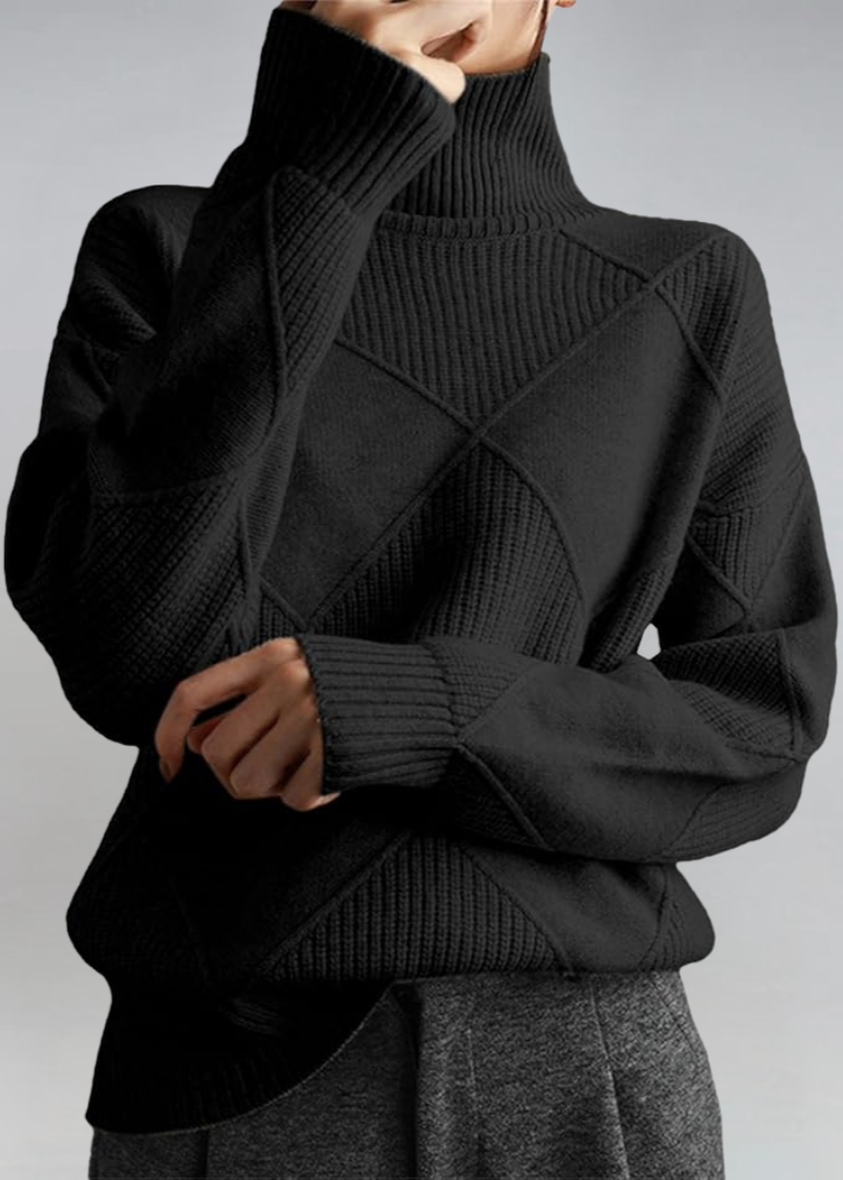Carys - Women's Cable Knit Turtleneck Sweater