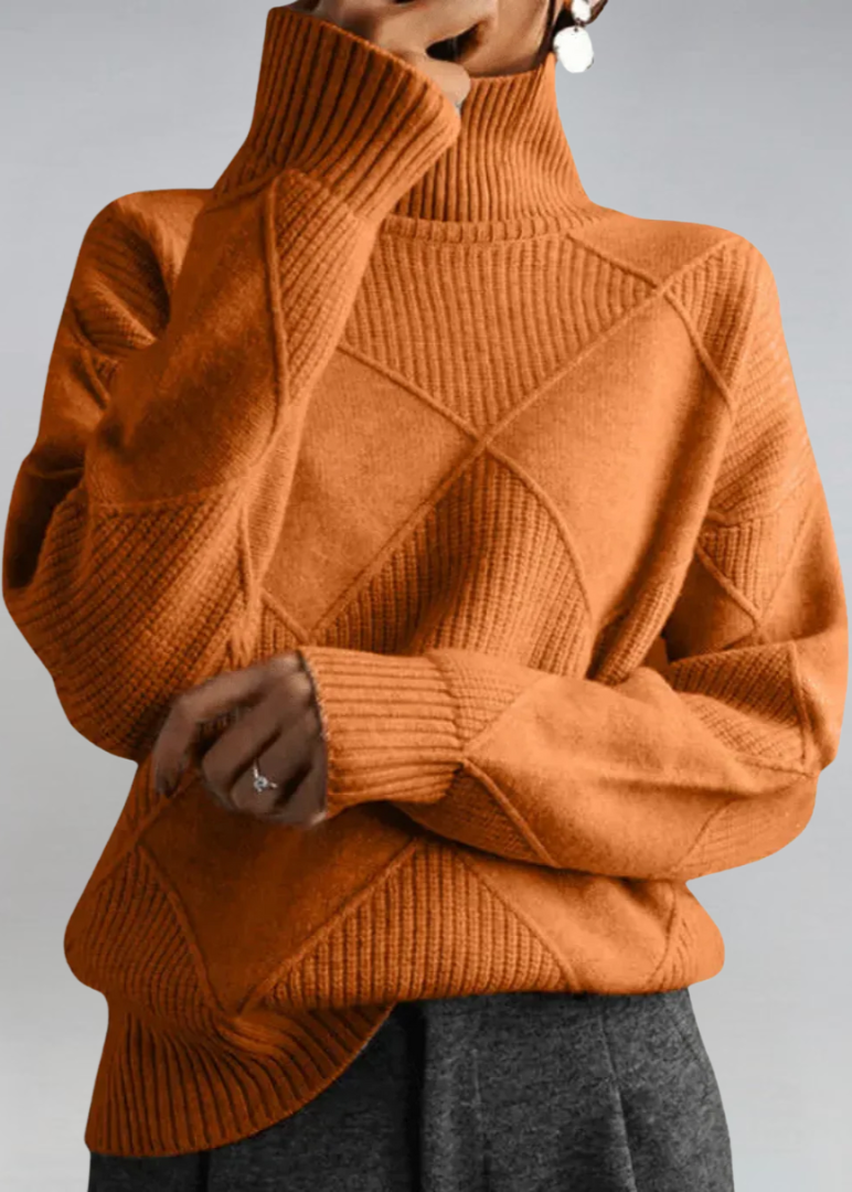 Carys - Women's Cable Knit Turtleneck Sweater