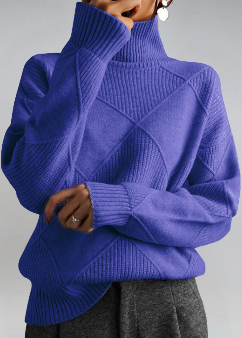 Carys - Women's Cable Knit Turtleneck Sweater