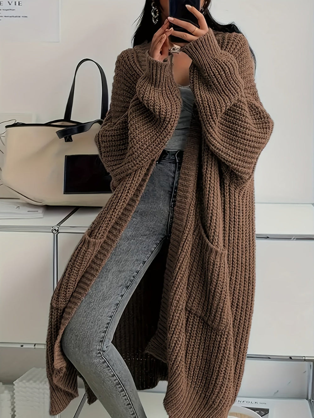 Clara - Women's Long Open Front Cardigan