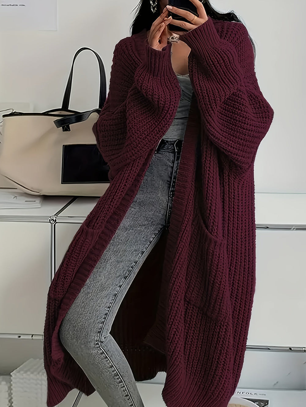 Clara - Women's Long Open Front Cardigan