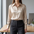 Coraline - Women's Long Sleeve Satin Blouse