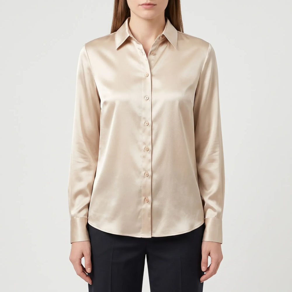 Coraline - Women's Long Sleeve Satin Blouse