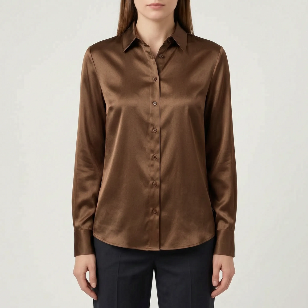 Coraline - Women's Long Sleeve Satin Blouse