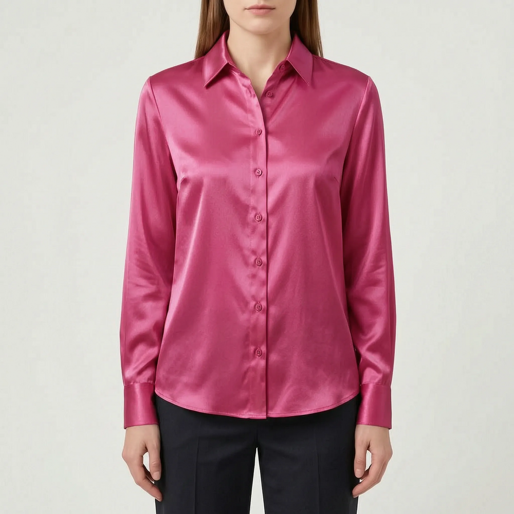 Coraline - Women's Long Sleeve Satin Blouse