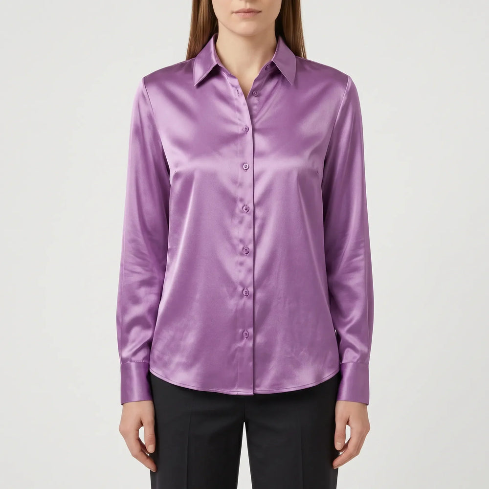 Coraline - Women's Long Sleeve Satin Blouse