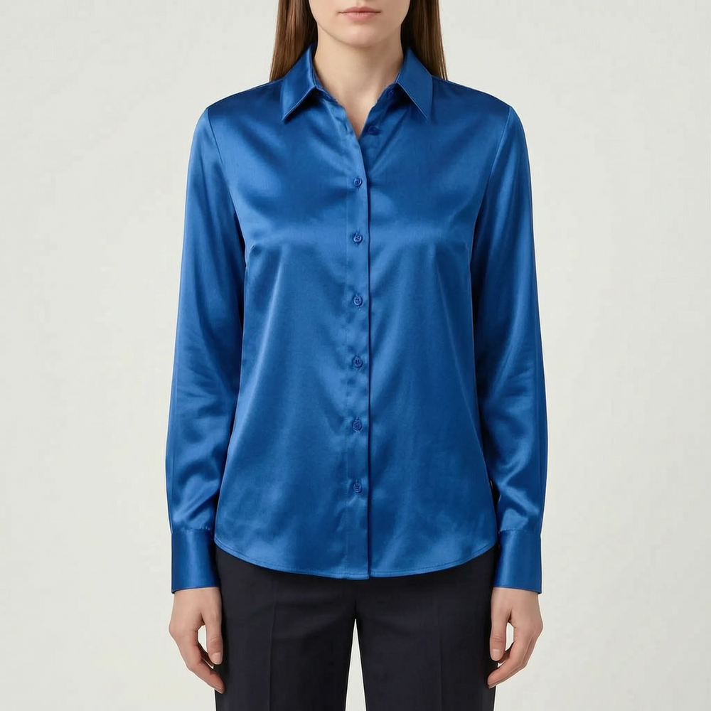 Coraline - Women's Long Sleeve Satin Blouse