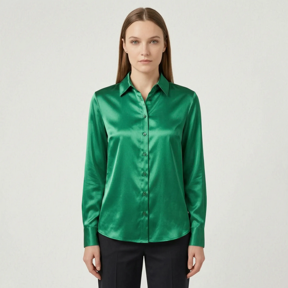Coraline - Women's Long Sleeve Satin Blouse