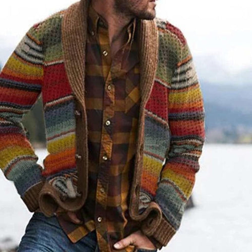 Dalton - Men's Striped Knit Cardigan