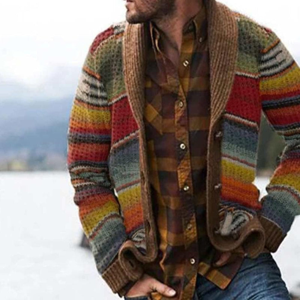 Dalton - Men's Striped Knit Cardigan