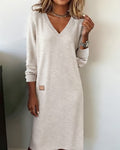 Daphne - Women's V Neck Knit Sweater Dress