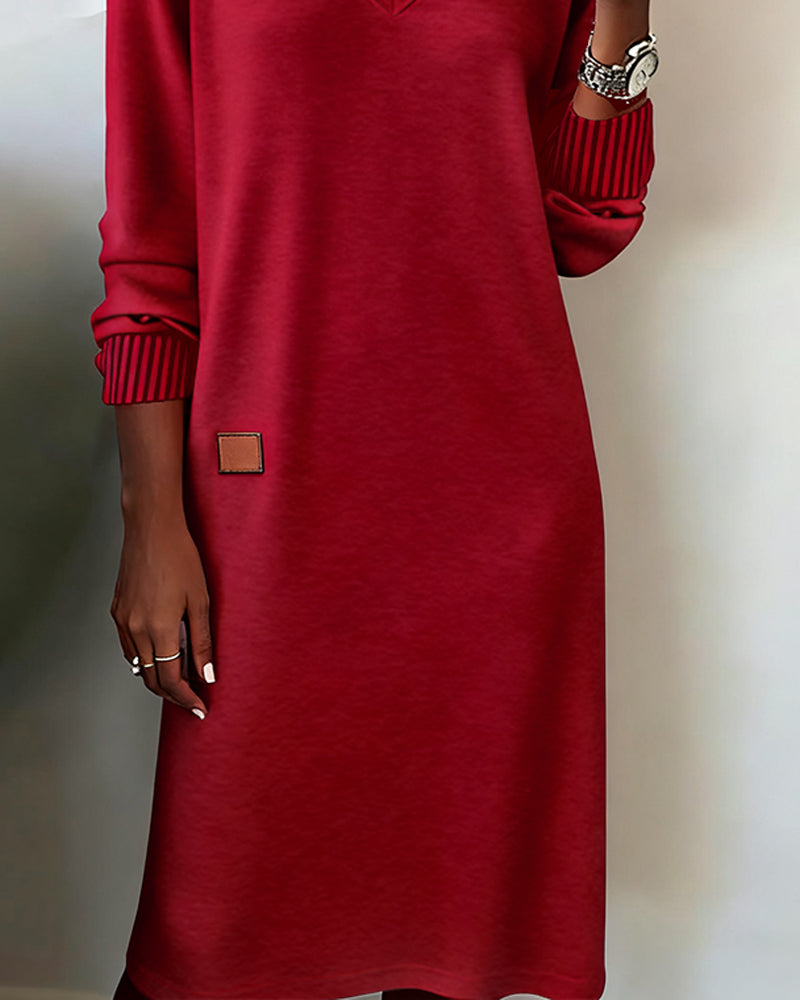 Daphne - Women's V Neck Knit Sweater Dress