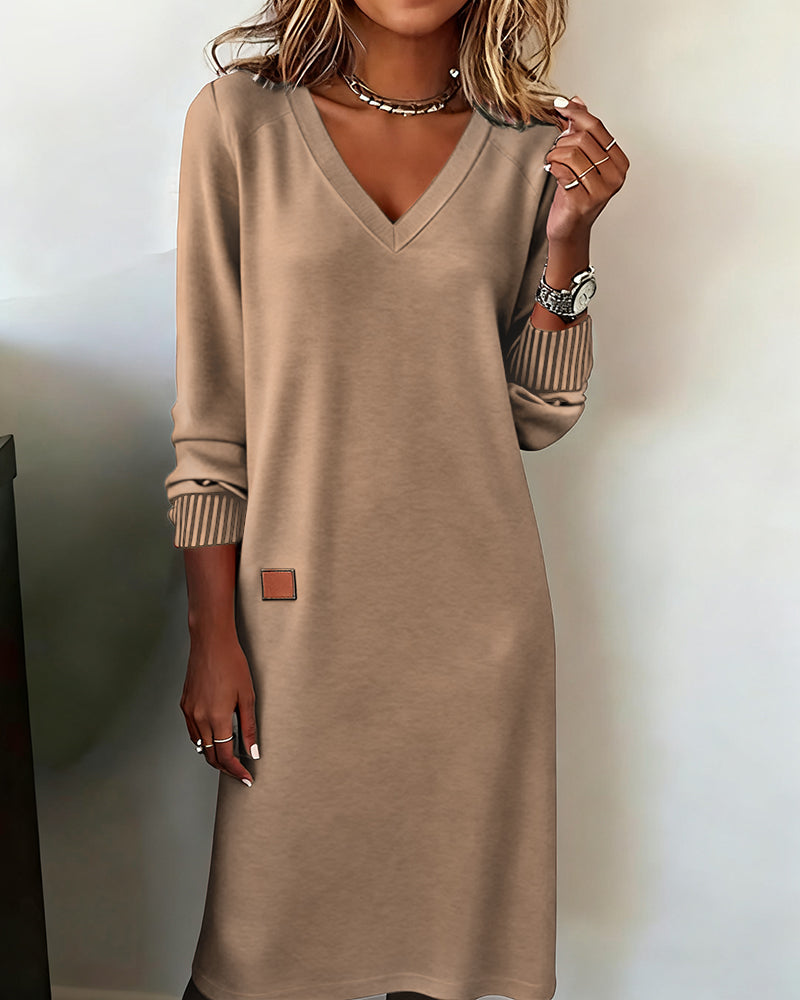 Daphne - Women's V Neck Knit Sweater Dress