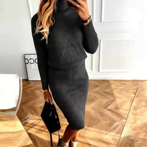 Edith - Women's Ribbed Knit Sweater Dress