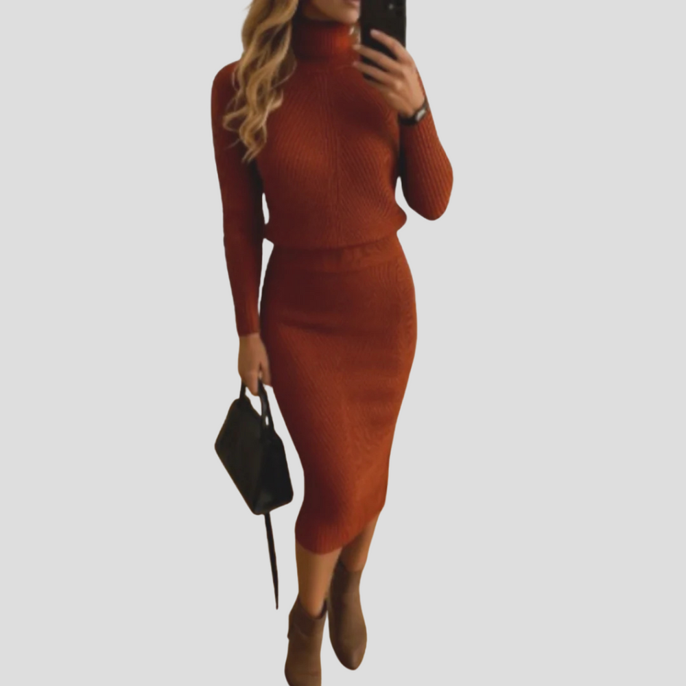 Edith - Women's Ribbed Knit Sweater Dress