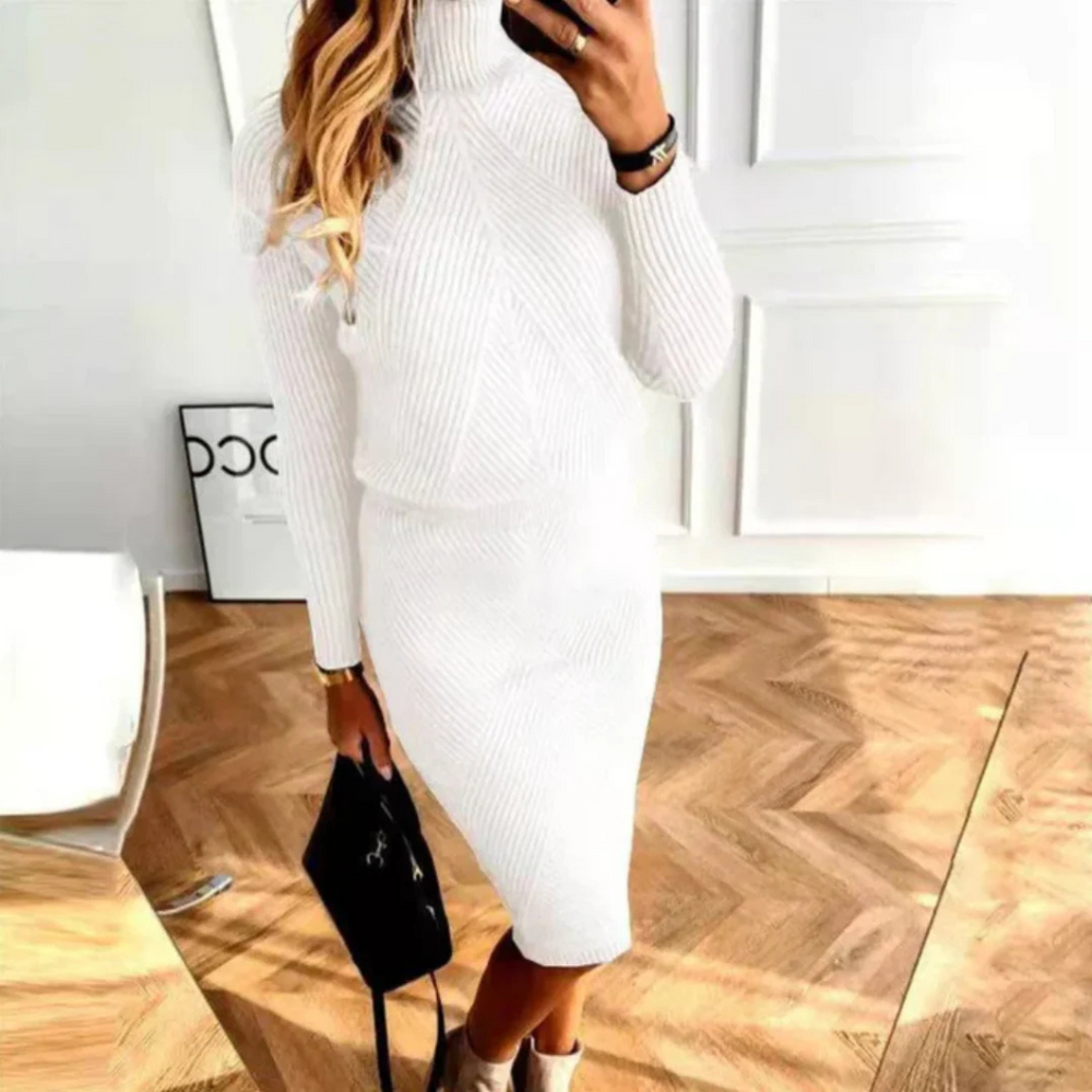 Edith - Women's Ribbed Knit Sweater Dress