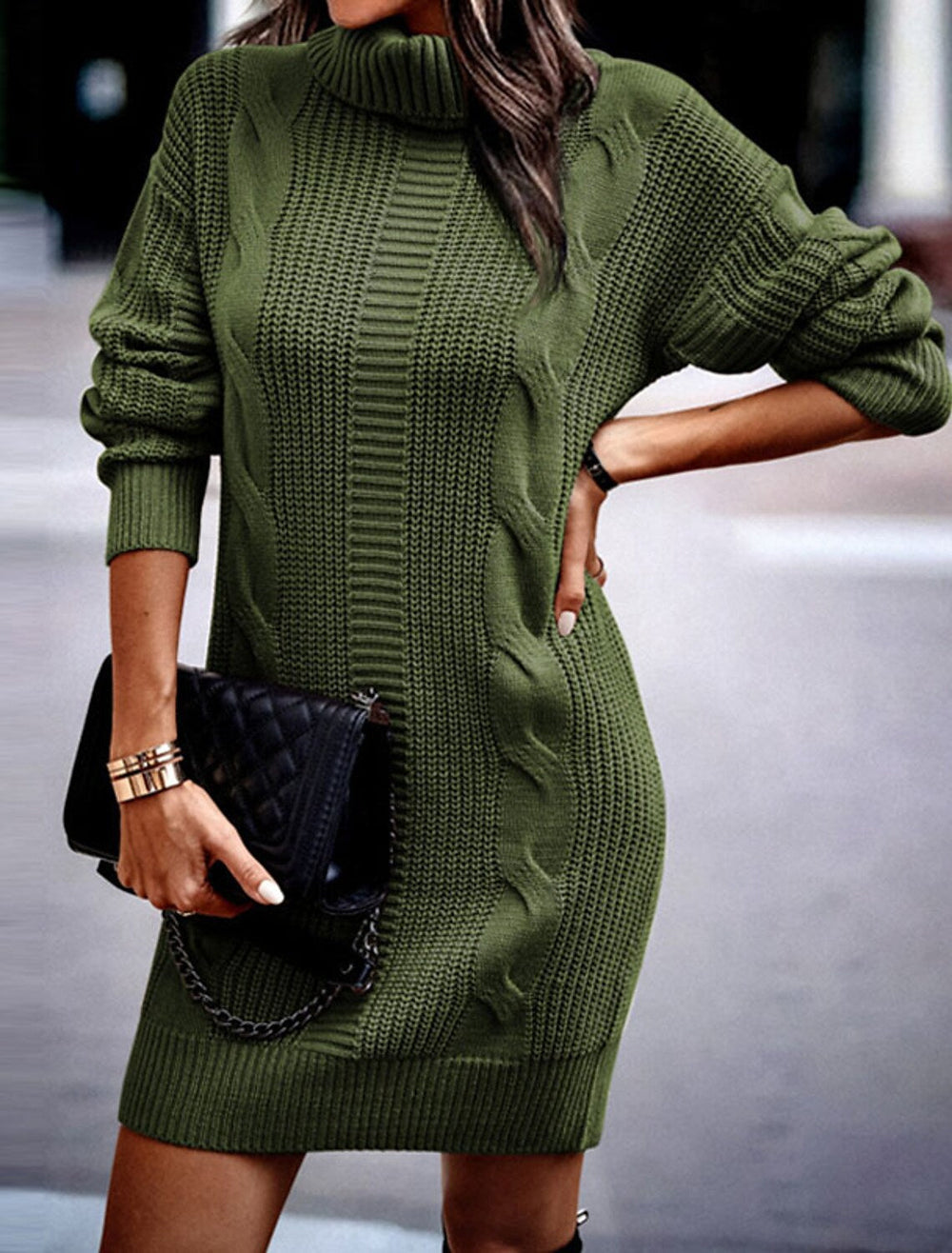 Ellery - Women's Turtleneck Knit Sweater Dress