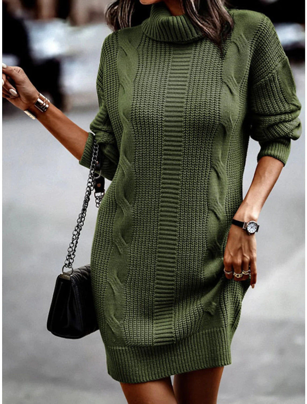 Ellery - Women's Turtleneck Knit Sweater Dress