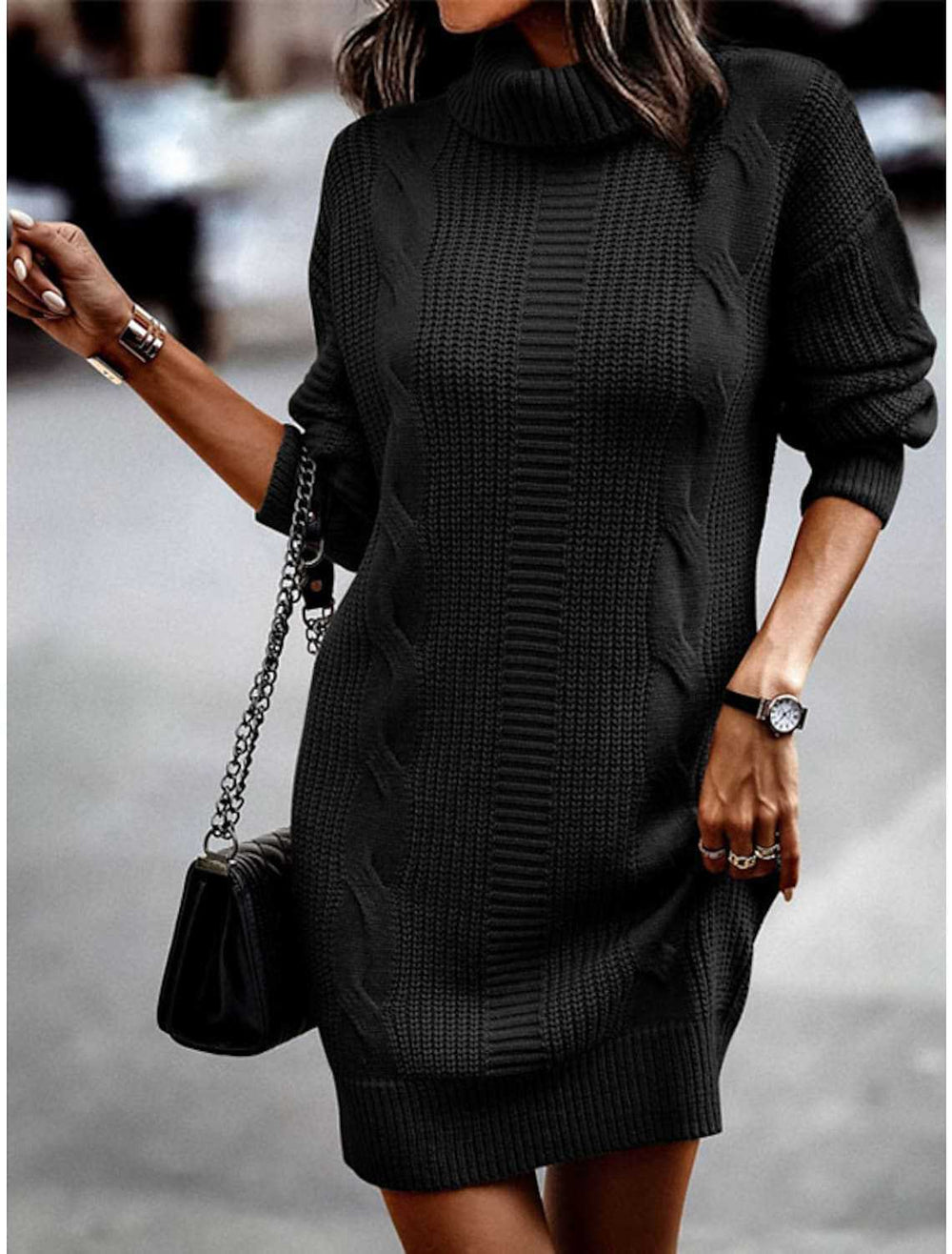 Ellery - Women's Turtleneck Knit Sweater Dress
