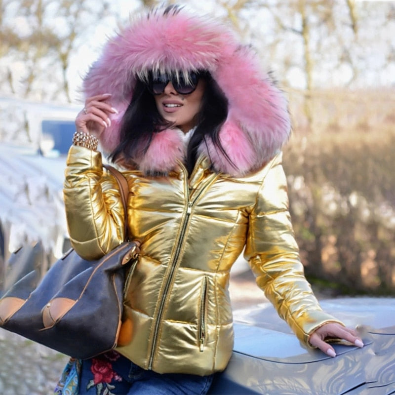 Frances - Women's Hooded Faux Leather Jacket