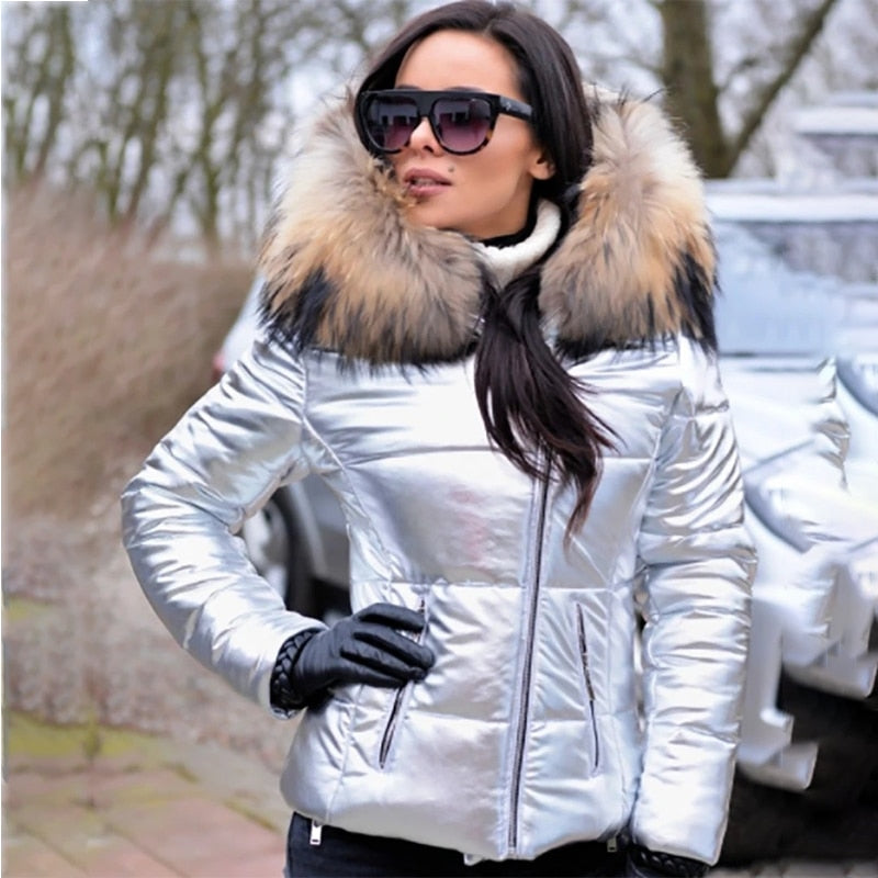 Frances - Women's Hooded Faux Leather Jacket