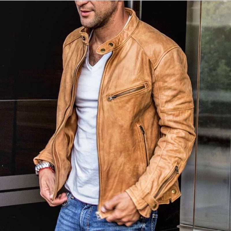 Garrett - Men's Faux Leather Trucker Jacket