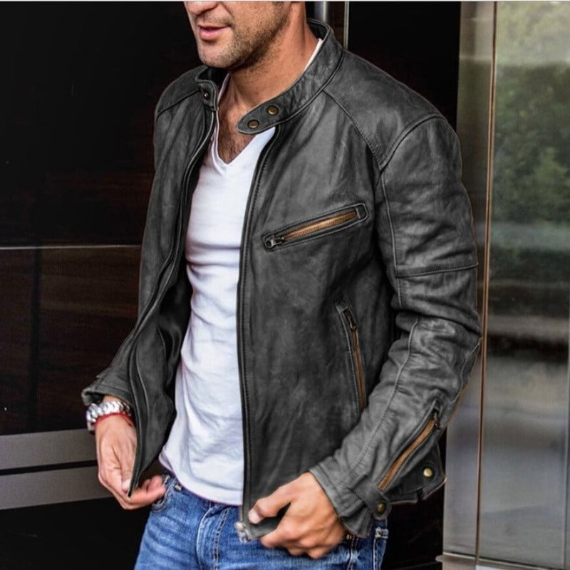 Garrett - Men's Faux Leather Trucker Jacket