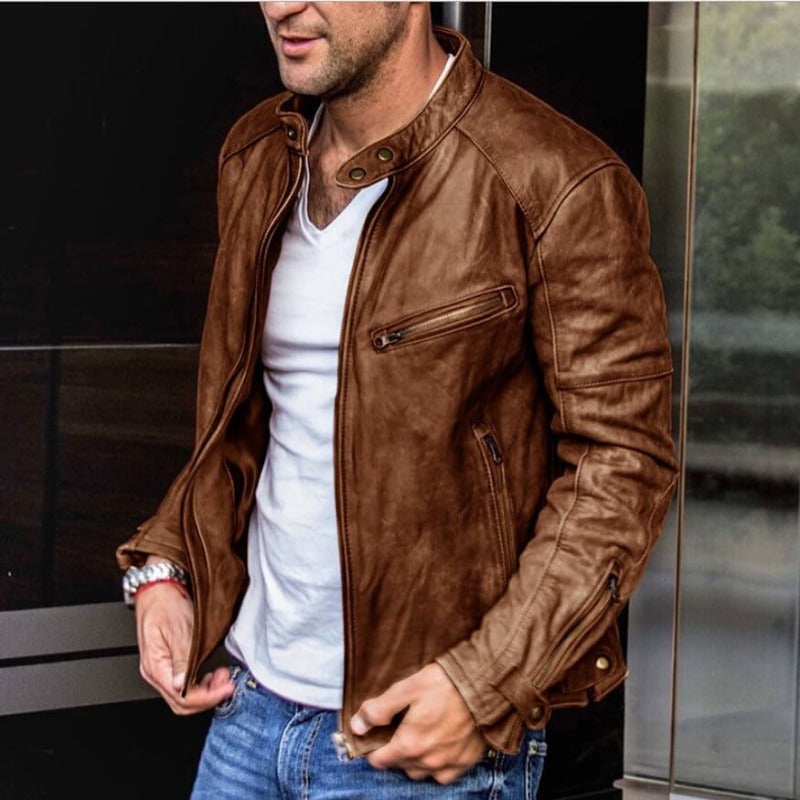 Garrett - Men's Faux Leather Trucker Jacket