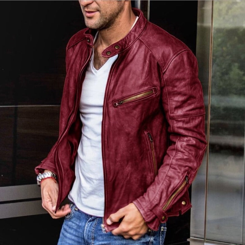 Garrett - Men's Faux Leather Trucker Jacket
