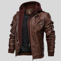 Griffin - Men's Hooded Faux Leather Jacket