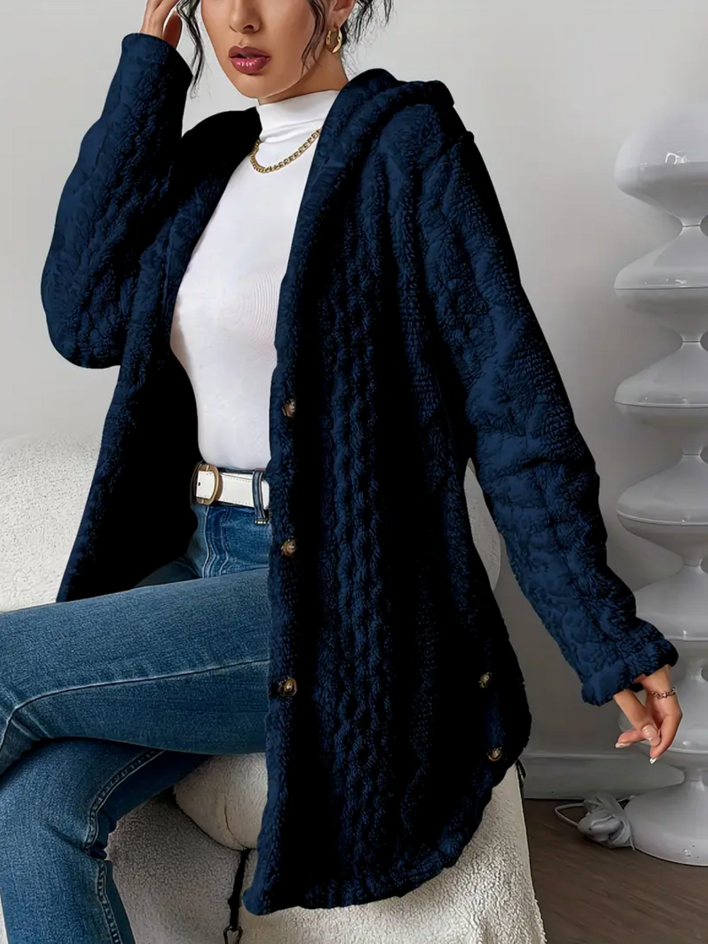 Gwen - Women's Hooded Cable Knit Cardigan