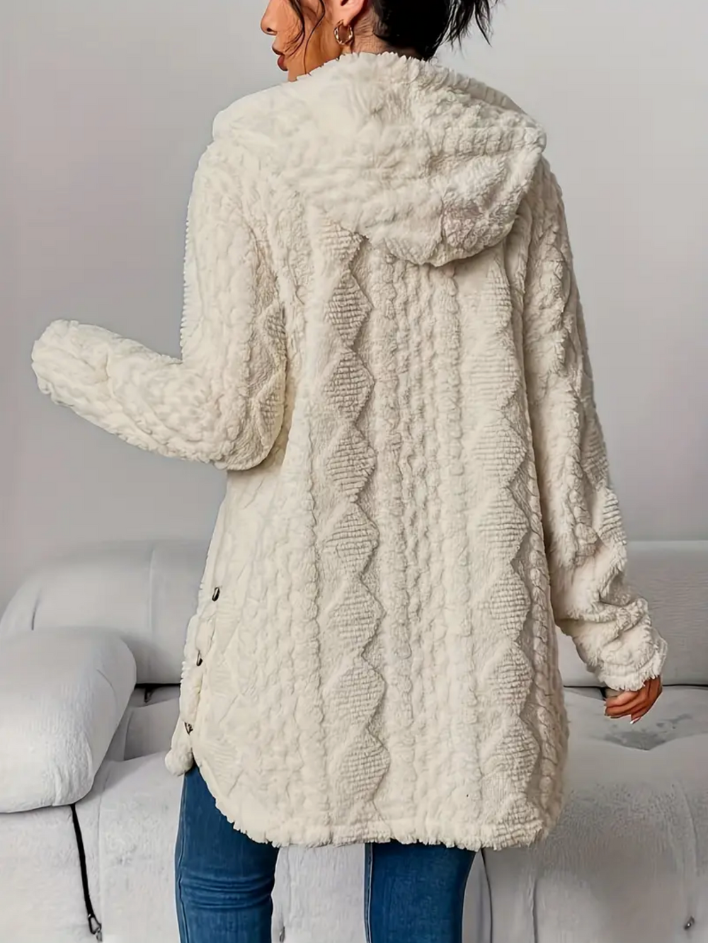 Gwen - Women's Hooded Cable Knit Cardigan