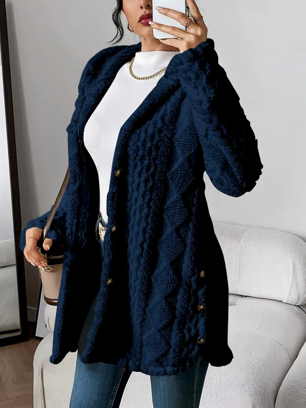 Gwen - Women's Hooded Cable Knit Cardigan