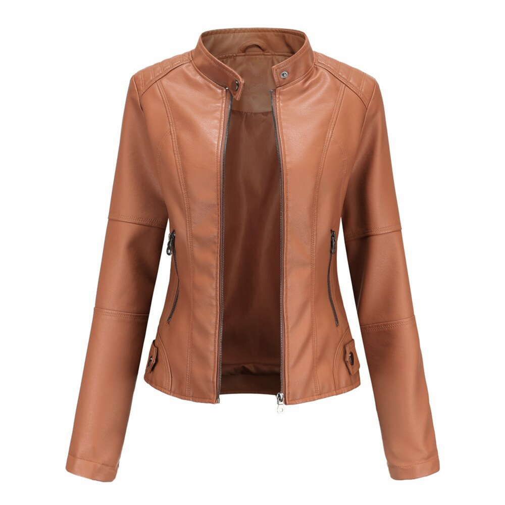 Honora - Women's Stand Collar Leather Jacket