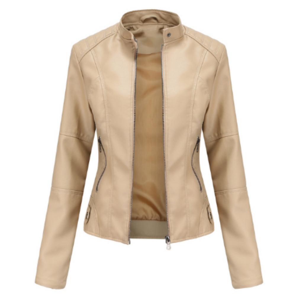 Honora - Women's Stand Collar Leather Jacket